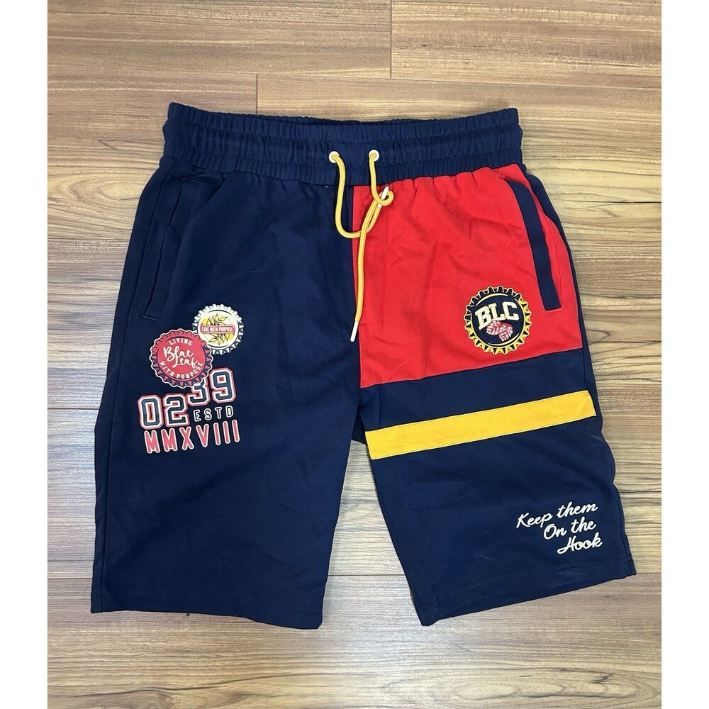 Black Leaf Men’s Colorblock Shorts Medium Streetwear Graphic NWT - Picture 1 of 10